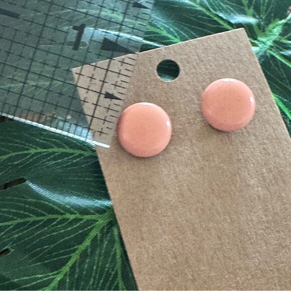 BOGO FREE PEACH BUTTON EARRINGS - Picture 3 of 5